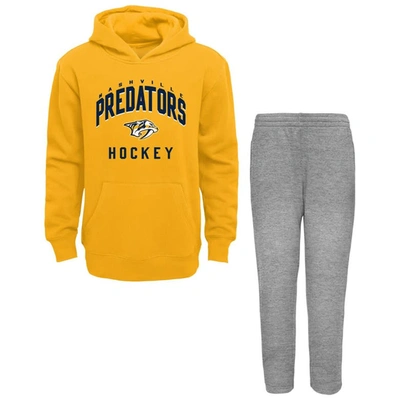 Outerstuff Kids' Toddler Gold/heather Gray Nashville Predators Play By Play Pullover Hoodie & Pants Set