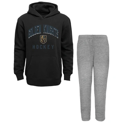 Outerstuff Kids' Toddler Black/heather Gray Vegas Golden Knights Play By Play Pullover Hoodie & Pants Set