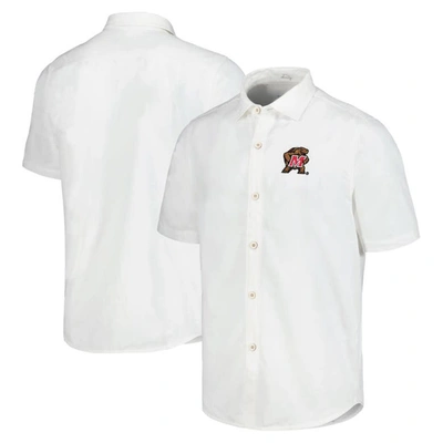 Tommy Bahama White Maryland Terrapins Coconut Point Palm Vista Islandzone Camp Button-up Shirt
