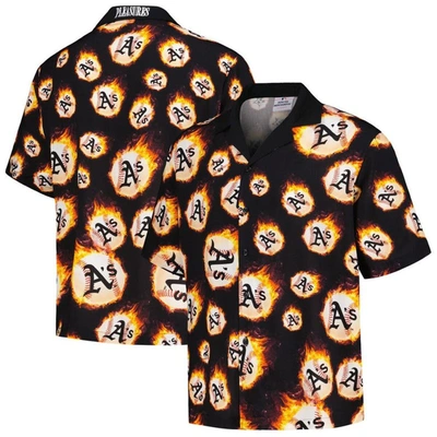 Pleasures Black Oakland Athletics Flame Fireball Button-up Shirt