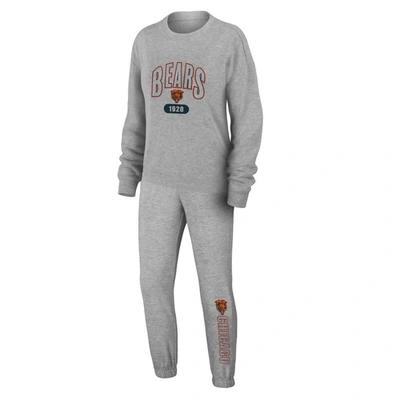 Wear By Erin Andrews Heather Gray Chicago Bears Plus Size Knitted Tri-blend Long Sleeve T-shirt & P