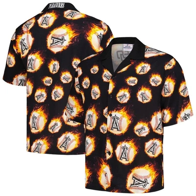 Pleasures Black Los Angeles Angels Flame Fireball Button-up Shirt