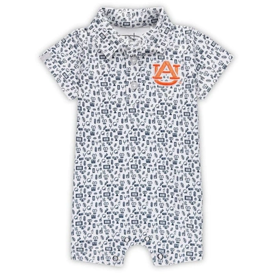 Garb Babies' Infant  White Auburn Tigers Crew All-over Print Polo Bodysuit