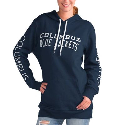G-iii 4her By Carl Banks Navy Columbus Blue Jackets Overtime Pullover Hoodie
