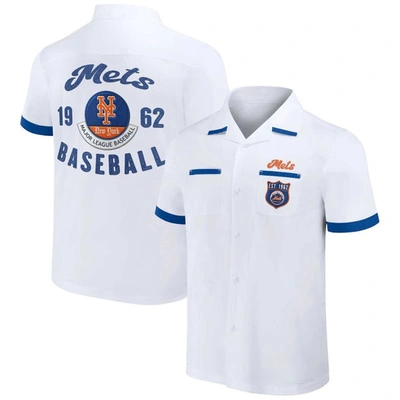 Darius Rucker Collection By Fanatics White New York Mets Bowling Button-up Shirt