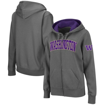 Colosseum Charcoal Washington Huskies Arched Name Full-zip Hoodie