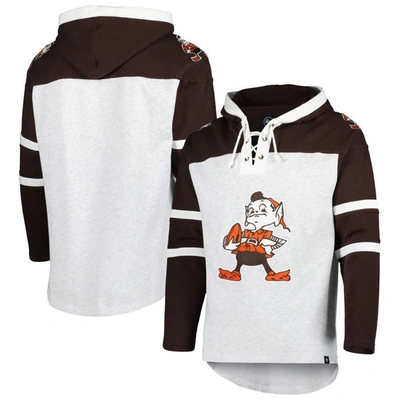 47 ' Cleveland Browns Heather Gray Brownie The Elf Historic Logo Gridiron Lace-up Pullover Hoodie