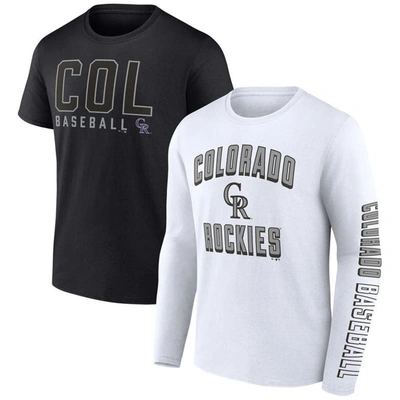 Fanatics Branded Black/white Colorado Rockies Two-pack Combo T-shirt Set In Black,white