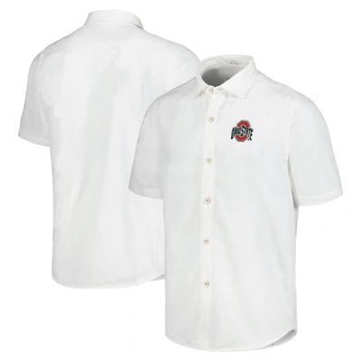 Tommy Bahama White Ohio State Buckeyes Coconut Point Palm Vista Islandzone Camp Button-up Shirt