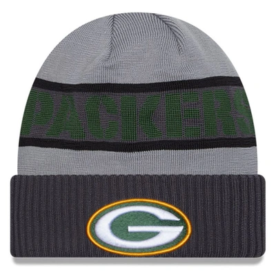 New Era Gray Green Bay Packers 2023 Sideline Tech Cuffed Knit Hat