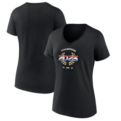 Fanatics Women's Max Verstappen Black 2023 F1 World Drivers' Champion Flag V-neck T-shirt