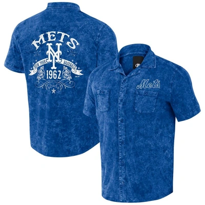 Darius Rucker Collection By Fanatics Royal New York Mets Denim Team Colour Button-up Shirt