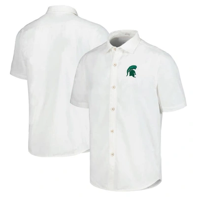 Tommy Bahama White Michigan State Spartans Coconut Point Palm Vista Islandzone Camp Button-up Shirt