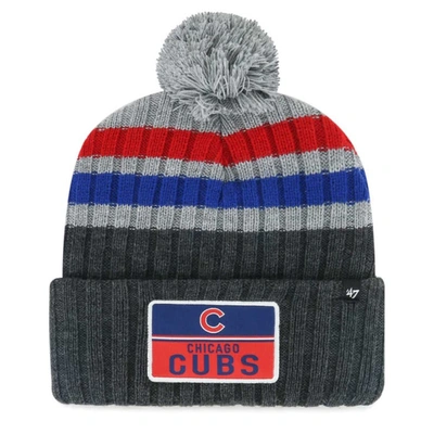 47 ' Gray Chicago Cubs Stack Cuffed Knit Hat With Pom