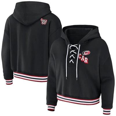 Wear By Erin Andrews Black Carolina Hurricanes Lace-up Pullover Hoodie