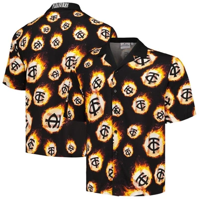 Pleasures Black Minnesota Twins Flame Fireball Button-up Shirt