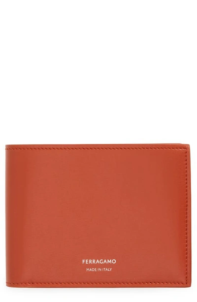 Ferragamo Classic Leather Bifold Wallet In Terracotta Nero