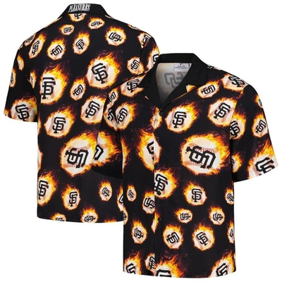 Pleasures Black San Francisco Giants Flame Fireball Button-up Shirt