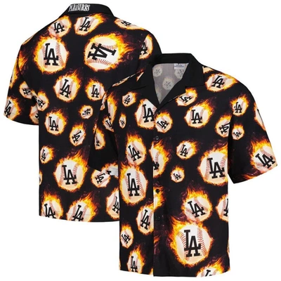 Pleasures Black Los Angeles Dodgers Flame Fireball Button-up Shirt
