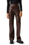 Vero Moda Kithy Loose Patent Leather Pants In Coffee Bean