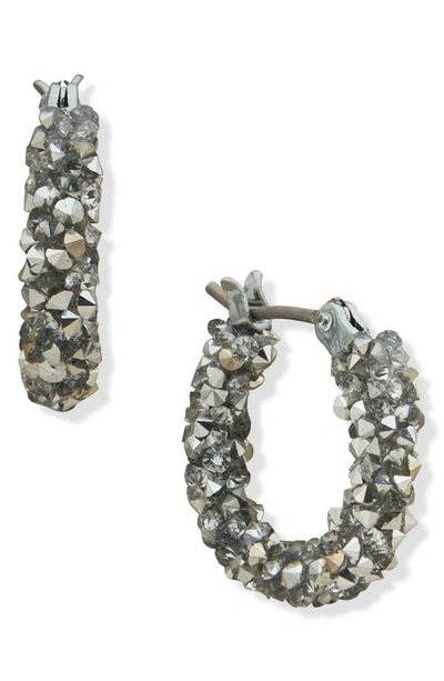 Karl Lagerfeld Crystal Stone Geodes Hoop Earrings In Rhd/ Silver