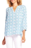 Nydj High-low Crepe Blouse In Daisy Chain