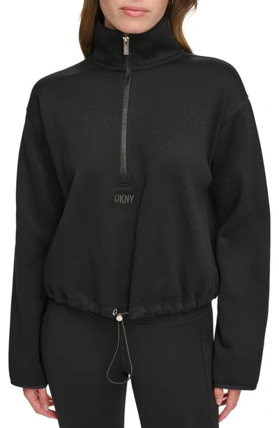 Dkny Half Zip Fleece Sweater Pullover In Black