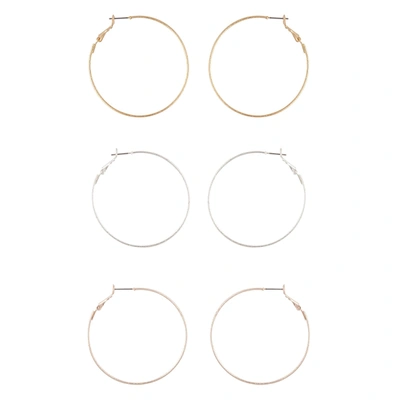 Lovisa Mixed Metal Textured Hoop Earring 3 Pack In Multi