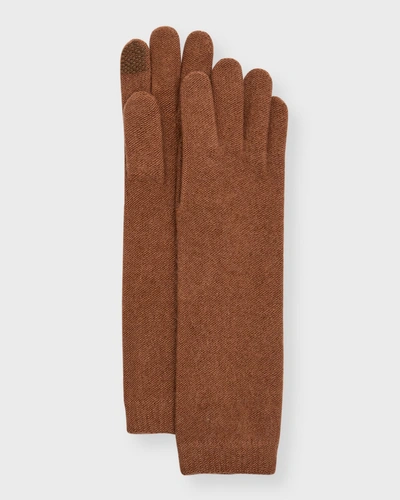 Sofia Cashmere Mid-length Cashmere Jersey Knit Gloves In Red