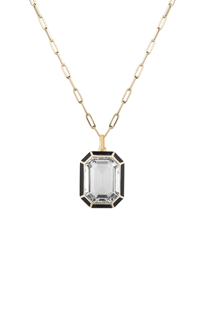 Goshwara 18k Yellow Gold Crystal And Onyx Pendant Necklace In Black,white
