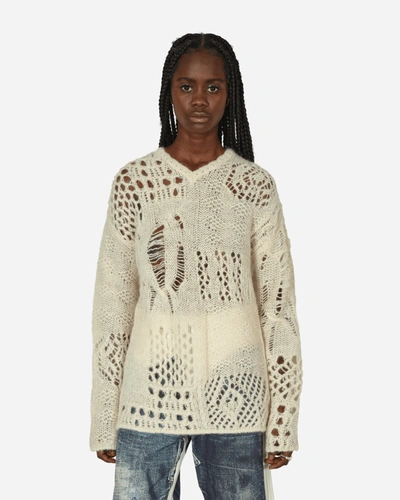 Our Legacy V-neck Alpaca Crochet Bone Airy Alpaca In White | ModeSens