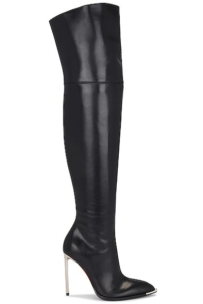 Bally Hedy 105mm Thigh-high Leather Boots In Black