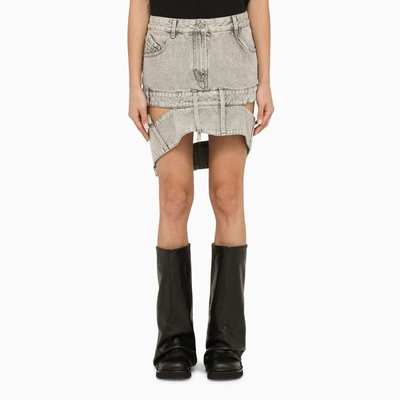 Attico Light Grey Denim Miniskirt