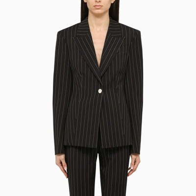 Attico Blue Pinstripe Single-breasted Jacket