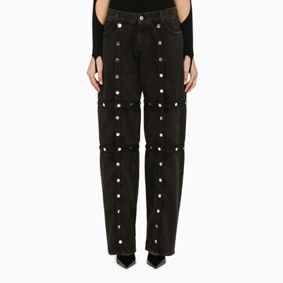 Attico Black Baggy Jeans With Studs