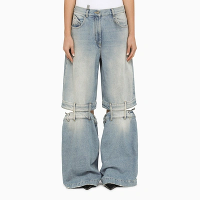Attico Wide-leg Jeans With Cut-out Detail In Blue