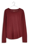 Madewell Whisper Cotton Long Sleeve T-shirt In Vintage Mulberry