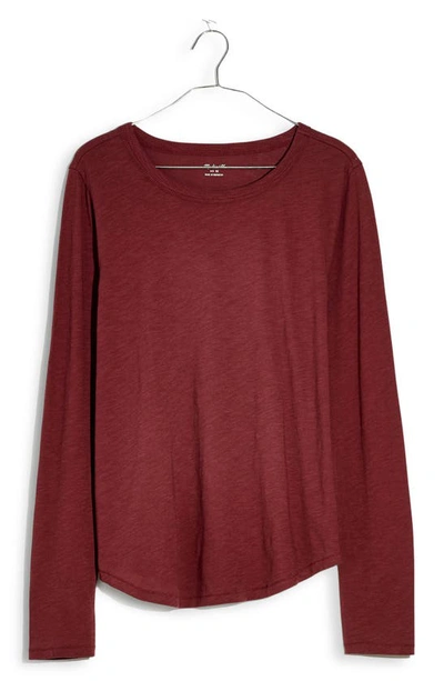 Madewell Whisper Cotton Long Sleeve T-shirt In Vintage Mulberry