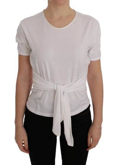 Dolce & Gabbana Elegant White Wrap Blouse With Crystal Women's Accents