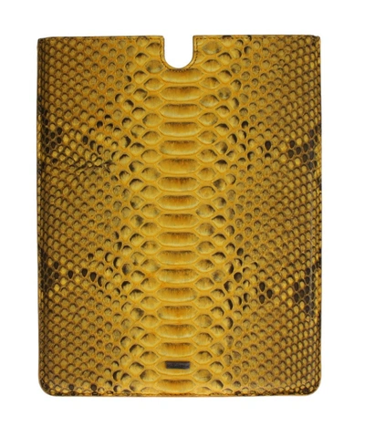 Dolce & Gabbana Sleek Python Snakeskin Tablet Case In Women's Yellow