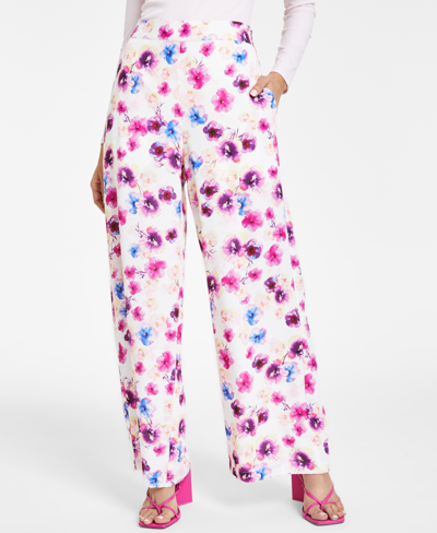 Bar Iii Plus Size Printed Pull-on Wide-leg Pants, Created For Macy's In Tatiana Tropical