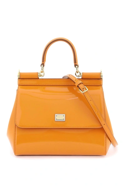 Dolce & Gabbana Patent Leather 'sicily' Handbag In Orange