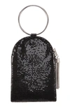 Nina Metallic Mesh Handbag In Black