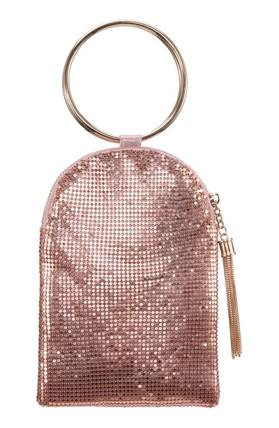 Nina Metallic Mesh Handbag In Rose Gold