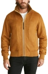 Robert Graham Faux Suede Bomber Jacket In Tan