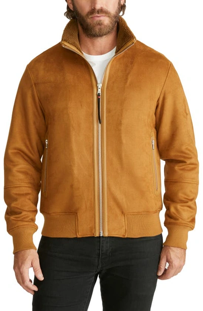 Robert Graham Faux Suede Bomber Jacket In Tan