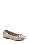 White Mountain Footwear Seaglass Quilted Ballet Flat In Ant Gold/ Metallic