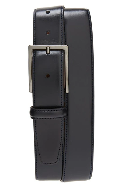 Nordstrom Marco Burnished Leather Belt In Navy