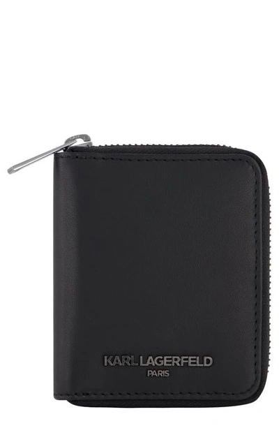 Karl Lagerfeld Zip Around Wallet In Black