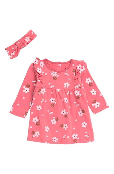 Dot Australia Babies' Floral Print Long Sleeve Dress & Headband Set In Pink